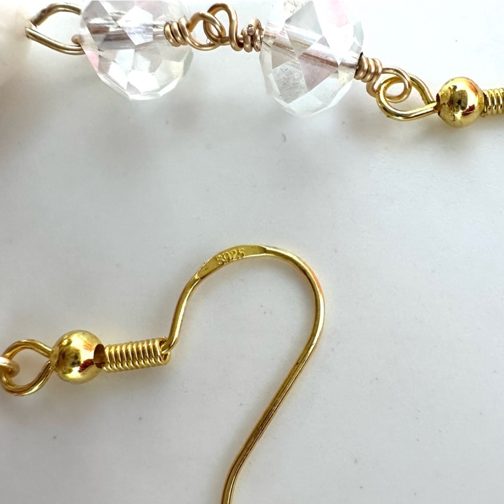 ⚜️Freshwater Pearl & Crystal Dangly Earrings - Picture 4 of 5